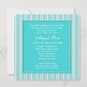 Teal Blauwe Bat Mitzvah Kaart (Achterkant)