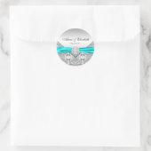 Teal Blauwe Diamanten Trouw Ronde Sticker (Tas)