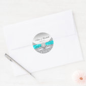 Teal Blauwe Diamanten Trouw Ronde Sticker (Envelop)