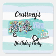 Teal Blauwe Foodtruck Verjaardagsfeestje Maatwerk