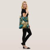 Teal Blauwe Goud Agaat Geode Marmer Monogram Naam Tote Bag (Op model)