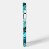 Teal Blauwe Gouden Marmeren Turquoise iPhone Hoes (Achterkant / Links)