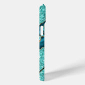 Teal Blauwe Gouden Marmeren Turquoise iPhone Hoes (Achterkant / Rechts)