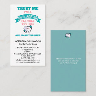 Teal Blauwe Kawaii TANDARTSASSISTENT Zakelijk Visitekaartje