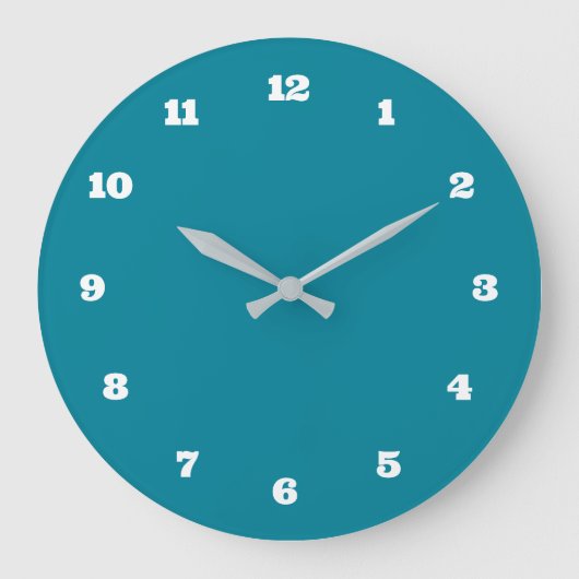 Teal Blauwe Klok Kies Je Kleur en Nummer Lettertyp (Voorkant)