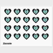 Teal Blauwe Liefdeshart Feestelijke Kroon Feest Hart Sticker (Vel)