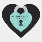 Teal Blauwe Liefdeshart Feestelijke Kroon Feest Hart Sticker (Voorkant)