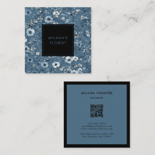 Teal Blauwe Madelief Modern Trendy Bloem Bloemist Vierkante Visitekaartje