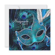 Teal Blauwe Pauw Masker Bal