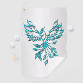 Teal Blauwe Phoenix Rijst op Zilver Golfhanddoek (Insitu)