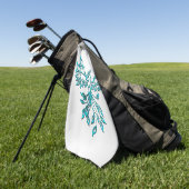 Teal Blauwe Phoenix Rijst op Zilver Golfhanddoek (Groen)