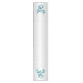 Teal Blauwe Phoenix Rijst op Zilver Medium Tafelloper (Voorkant)