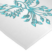Teal Blauwe Phoenix Rijst op Zilver Medium Tafelloper (Hoek)