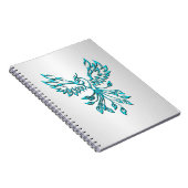 Teal Blauwe Phoenix Rijst op Zilver Notitieboek (Rechterzijde)