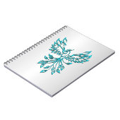 Teal Blauwe Phoenix Rijst op Zilver Notitieboek (Linkerzijde)