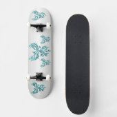 Teal Blauwe Phoenix Rijst op Zilver Persoonlijk Skateboard (Voorkant)