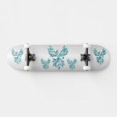Teal Blauwe Phoenix Rijst op Zilver Persoonlijk Skateboard (Horizontaal)