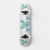 Teal Blauwe Phoenix Rijst op Zilver Persoonlijk Skateboard (Voorkant)