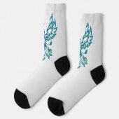 Teal Blauwe Phoenix Rijst op Zilver Sokken (Links)