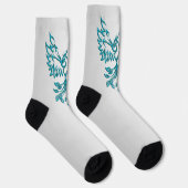 Teal Blauwe Phoenix Rijst op Zilver Sokken (Rechts)
