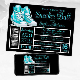 Teal Blauwe Sneaker Bal Verjaardagsfeest Schoen La Kaart