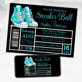 Teal Blauwe Sneaker Bal Verjaardagsfeest Schoen La Kaart