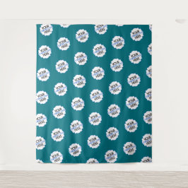 Teal Blauwe Stap en Herhaal Achtergrond Bedrijfslo Wandkleed