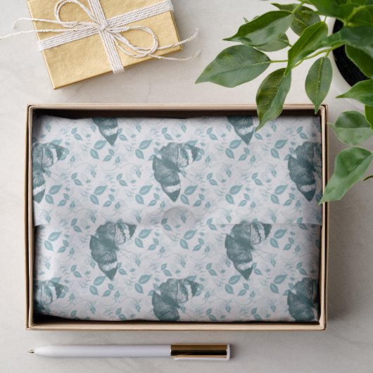 Teal Blauwe Vlinders Verjaardag Tissuepapier (Geschenk)