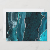 Teal Blauwe Zilveren Agate Save the Date Kaart (Achterkant)
