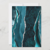 Teal Blauwe Zilveren Agate Save the Date Kaart (Achterkant)