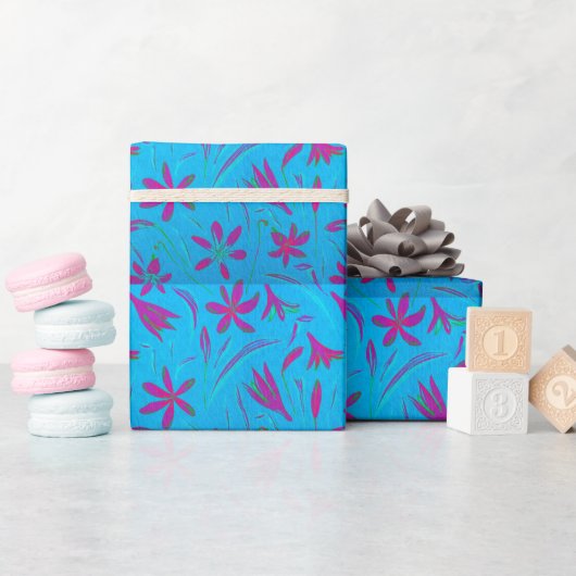 Teal Bloei Bries Cadeaupapier (Baby Shower)