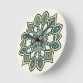 Teal Bloem Mandala Ronde Klok (Hoek)