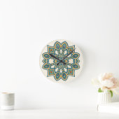 Teal Bloem Mandala Ronde Klok (Huis)