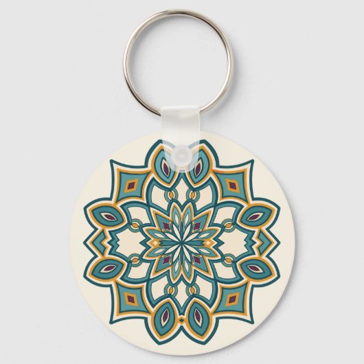 Teal Bloem Mandala Sleutelhanger (Voorkant)