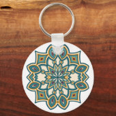 Teal Bloem Mandala Sleutelhanger (Achterkant)
