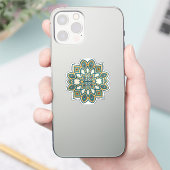Teal Bloem Mandala Sticker (Telefoon)