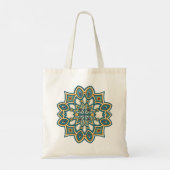 Teal Bloem Mandala Tote Bag (Achterkant)