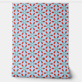 teal bloemmotieven geometrisch patroonontwerp behang
