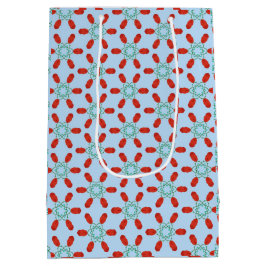 teal bloemmotieven geometrisch patroonontwerp medium cadeauzakje