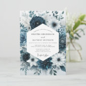 Teal Bloom Botanical Romance Wedding Kaart (Staand voorkant)