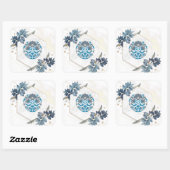 Teal Bloom Mandala – Botanische Balans Vierkante Sticker (Vel)