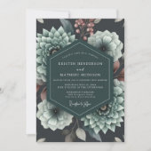 Teal Bloom Romance Wedding Kaart (Voorkant)