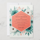 Teal Bloom Romantic Wedding Kaart (Voorkant)