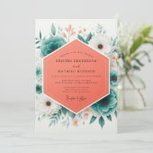 Teal Bloom Romantic Wedding Kaart (Staand voorkant)