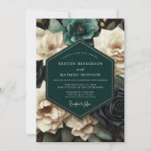 Teal Bloom Romantic Wedding Kaart (Voorkant)