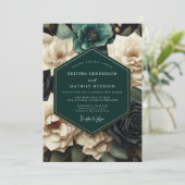 Teal Bloom Romantic Wedding Kaart (Staand voorkant)