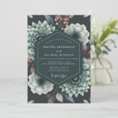 Teal Bloom Romantische Bruiloft Kaart (Staand voorkant)