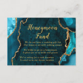 Teal Blue and Gold Agate Honeymoon Fund Informatiekaartje (Voorkant)