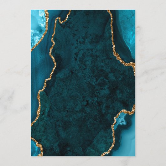 Teal Blue and Gold Agate Marble Wedding Menu (Achterkant)
