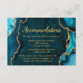 Teal Blue and Gold Agate Wedding Accommodations Informatiekaartje (Voorkant)